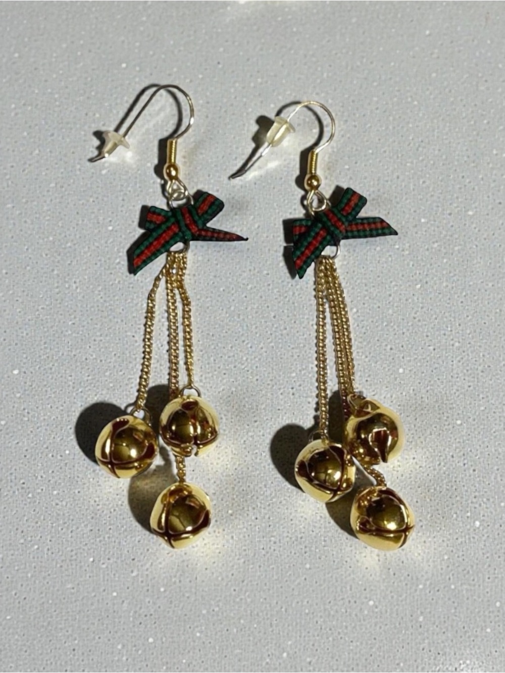 Christmas Holiday Bows and Bells Dangle Earrings for Pierced Ears